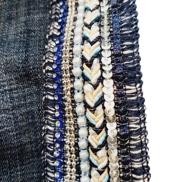 Laurie Felt Classic Girlfriend Jeans Size 6 Stretch Denim Embellished Stripe EUC - Picture 7 of 16